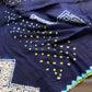 Shibori Bandhani Bhandej Blue Silk Saree - 