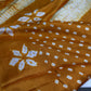 Shibori Bandhani Bhandej Mustard Silk Saree - 