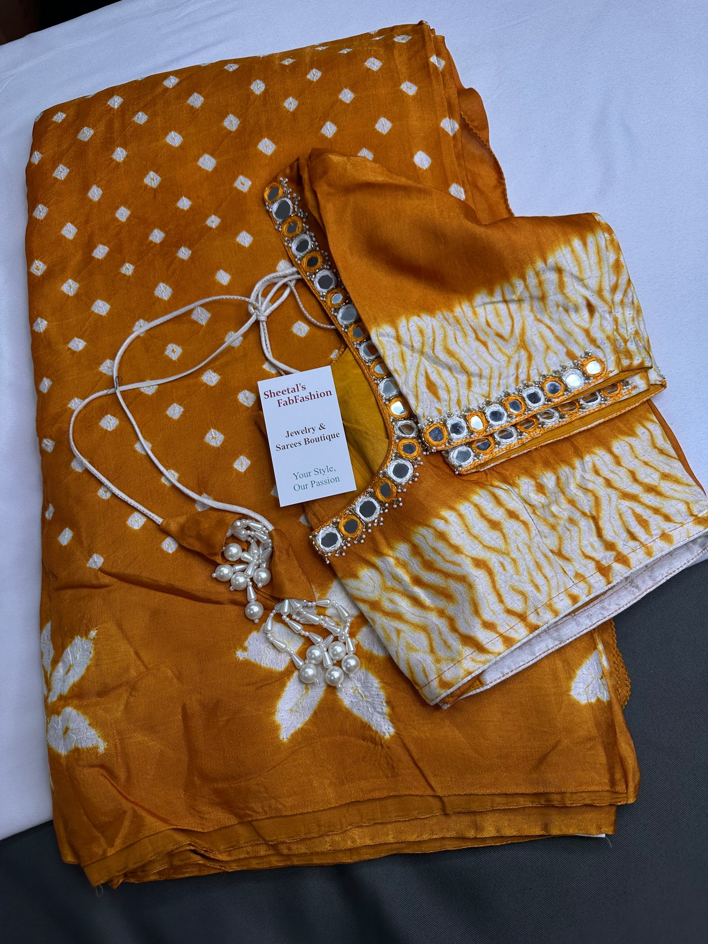 Shibori Bandhani Bhandej Mustard Silk Saree - 