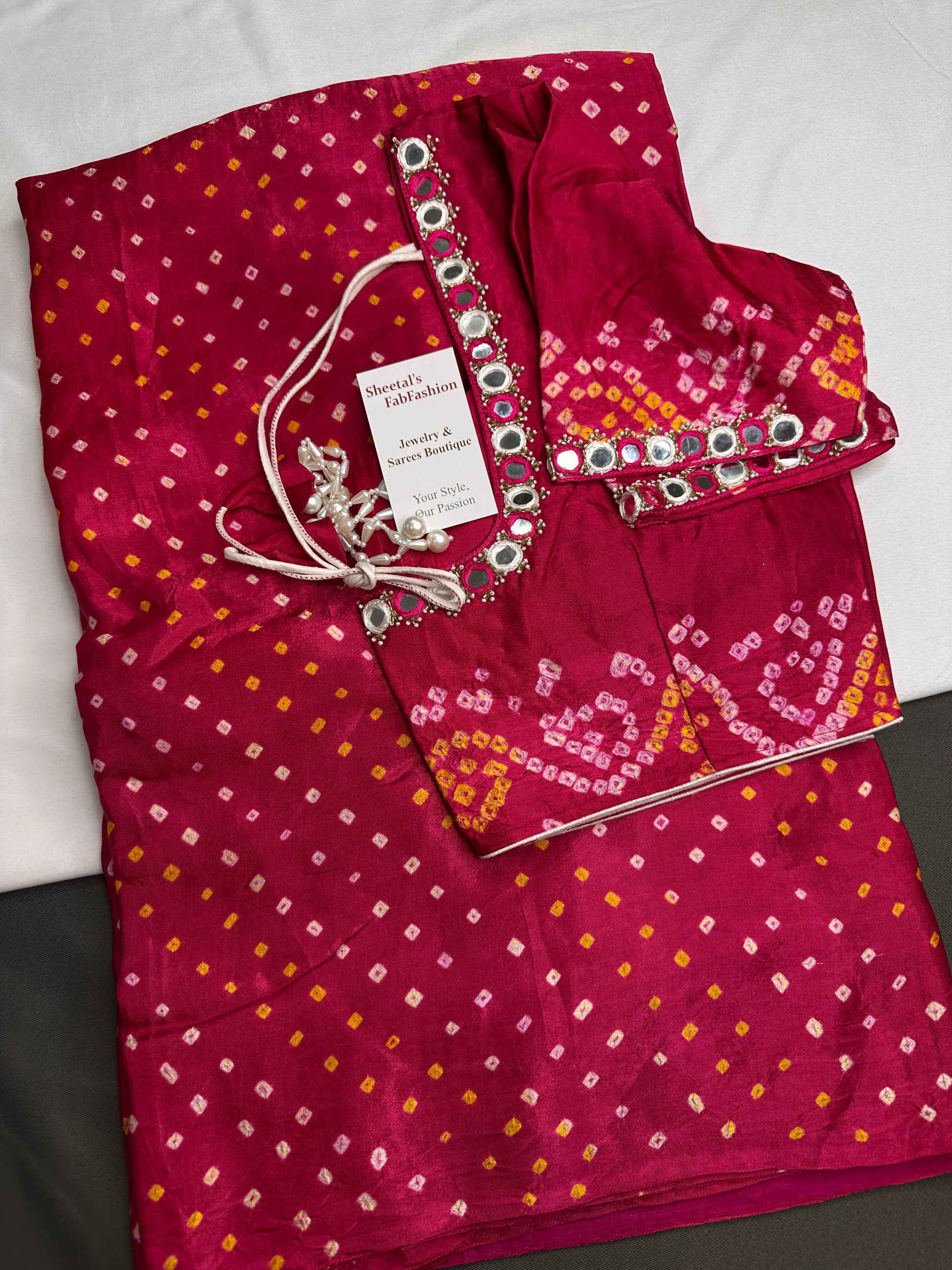 Bandhani Bhandej Pink Gaji Silk Saree - 