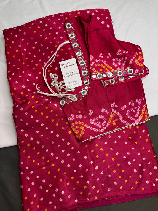 Bandhani Bhandej Pink Gaji Silk Saree - 