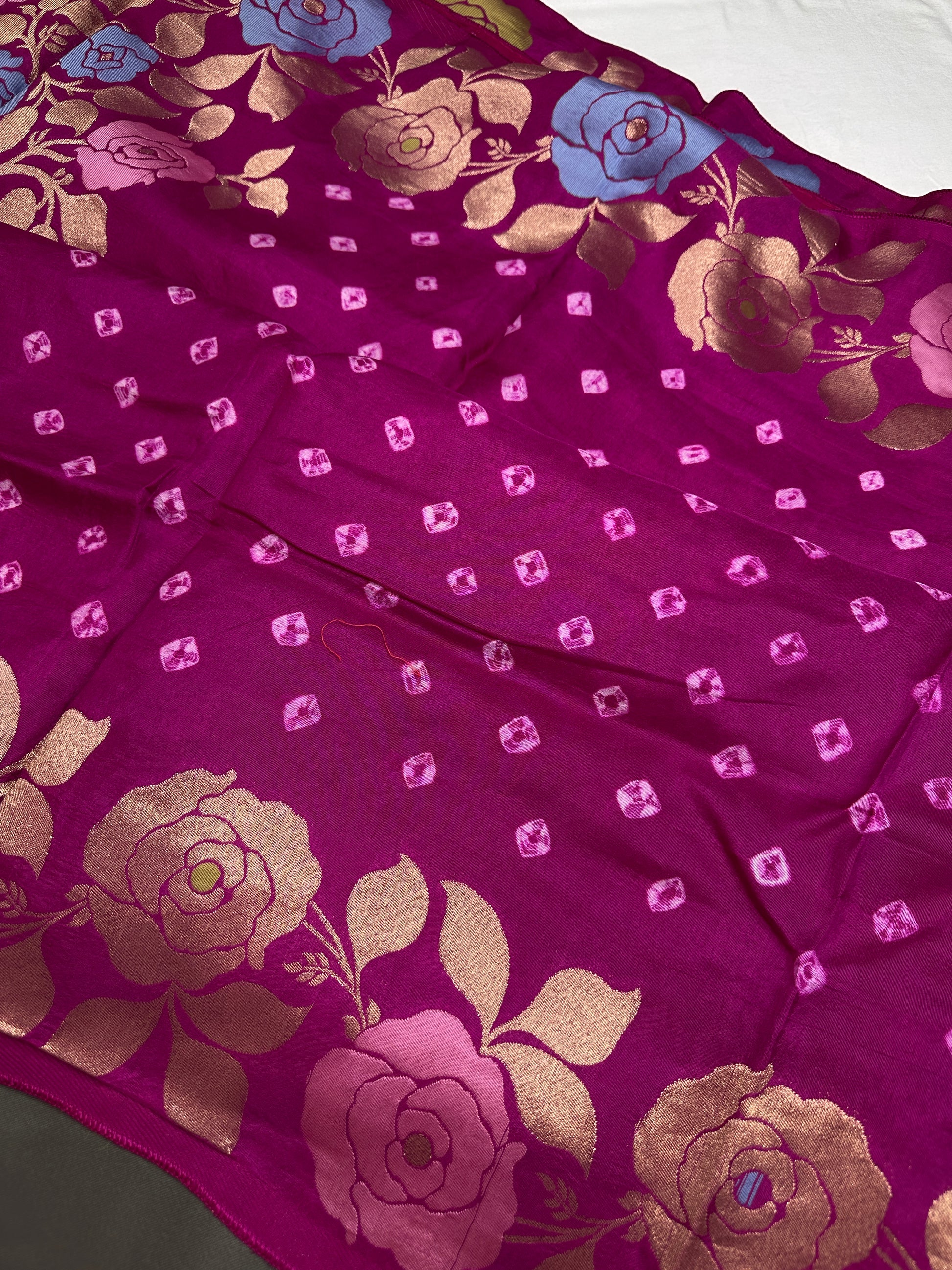 Bandhani Bhandej Pink Gaji Silk Saree - 