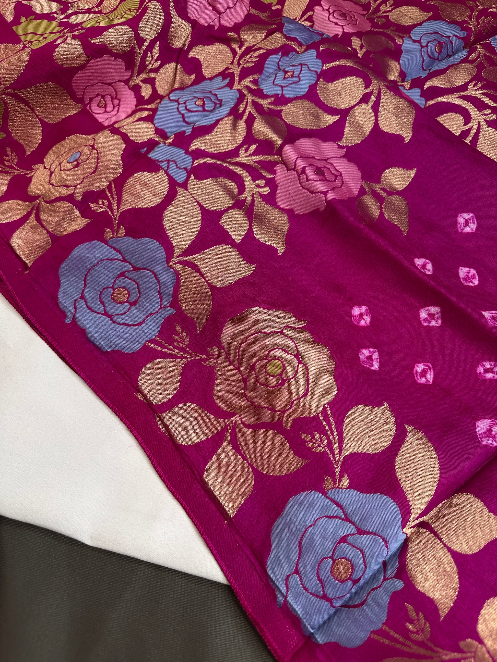 Bandhani Bhandej Pink Gaji Silk Saree - 