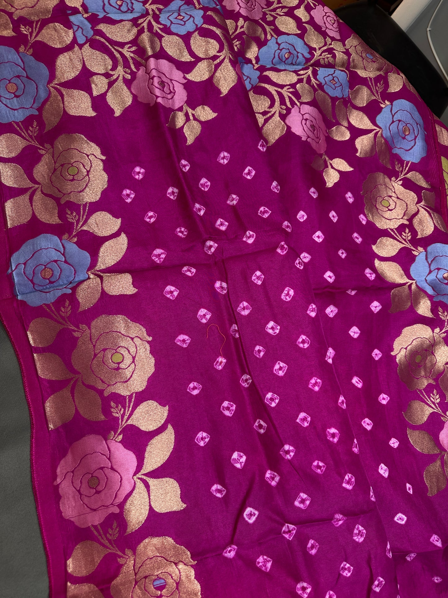 Bandhani Bhandej Pink Gaji Silk Saree - 