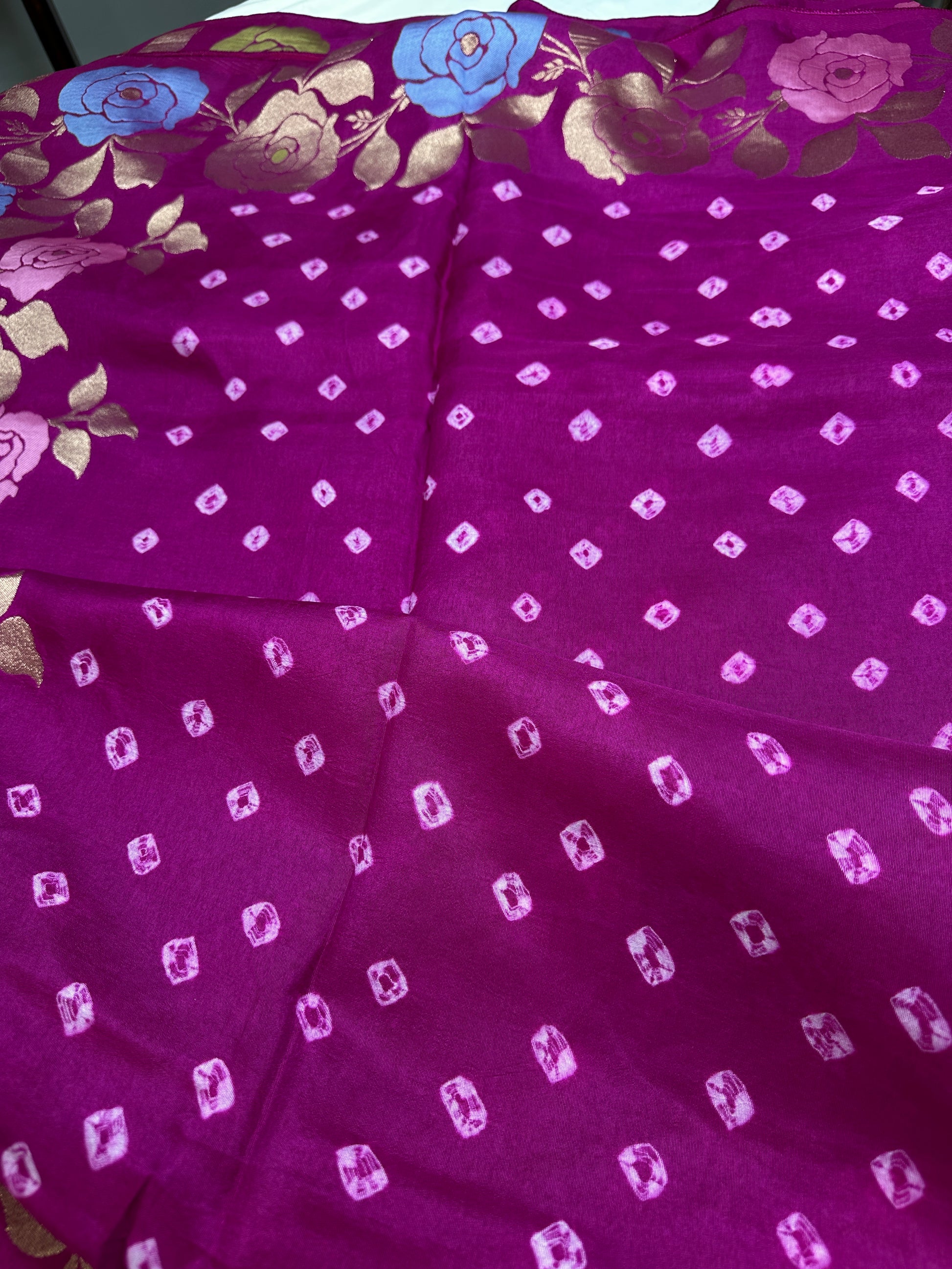 Bandhani Bhandej Pink Gaji Silk Saree - 