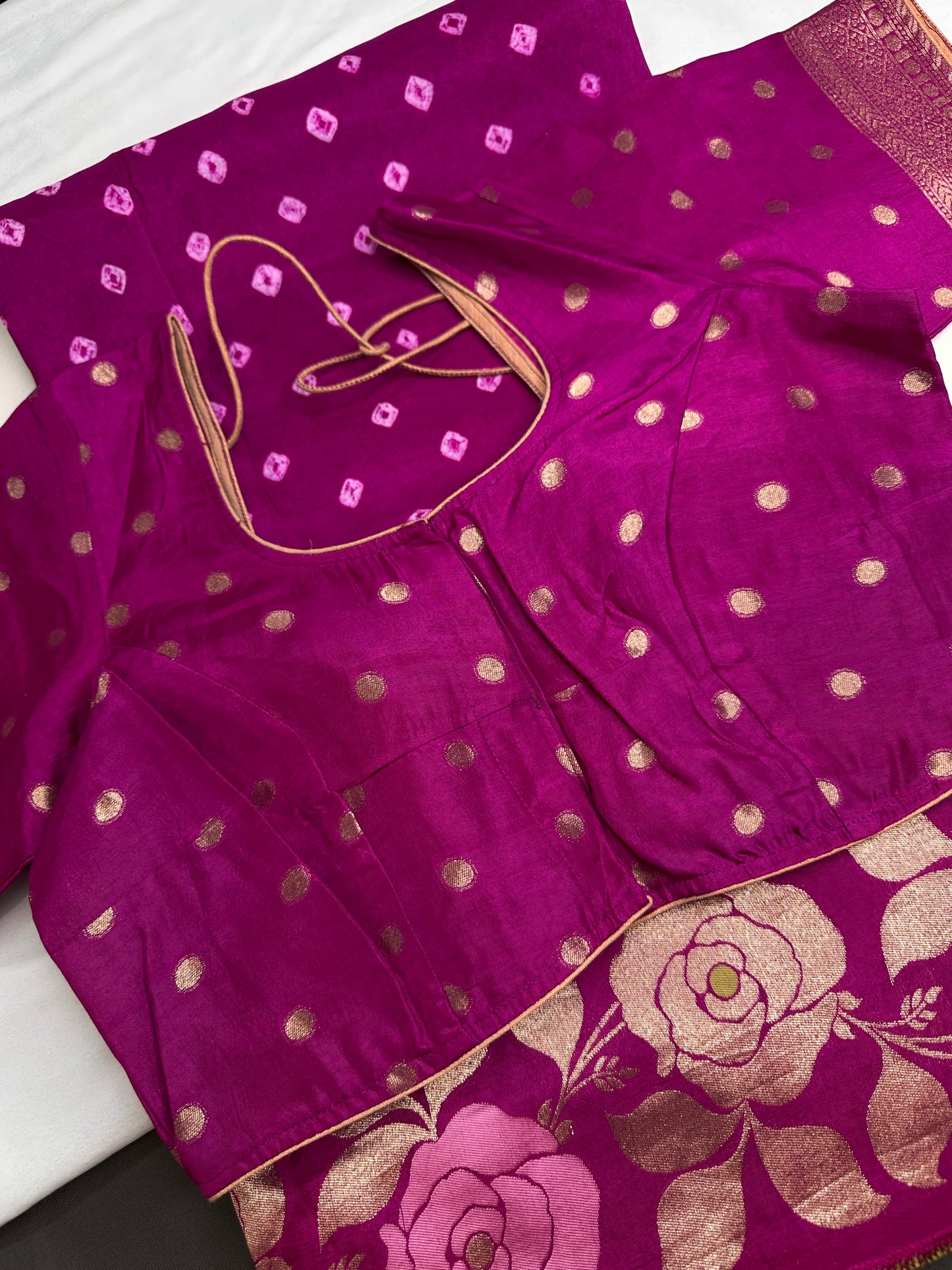 Bandhani Bhandej Pink Gaji Silk Saree - 