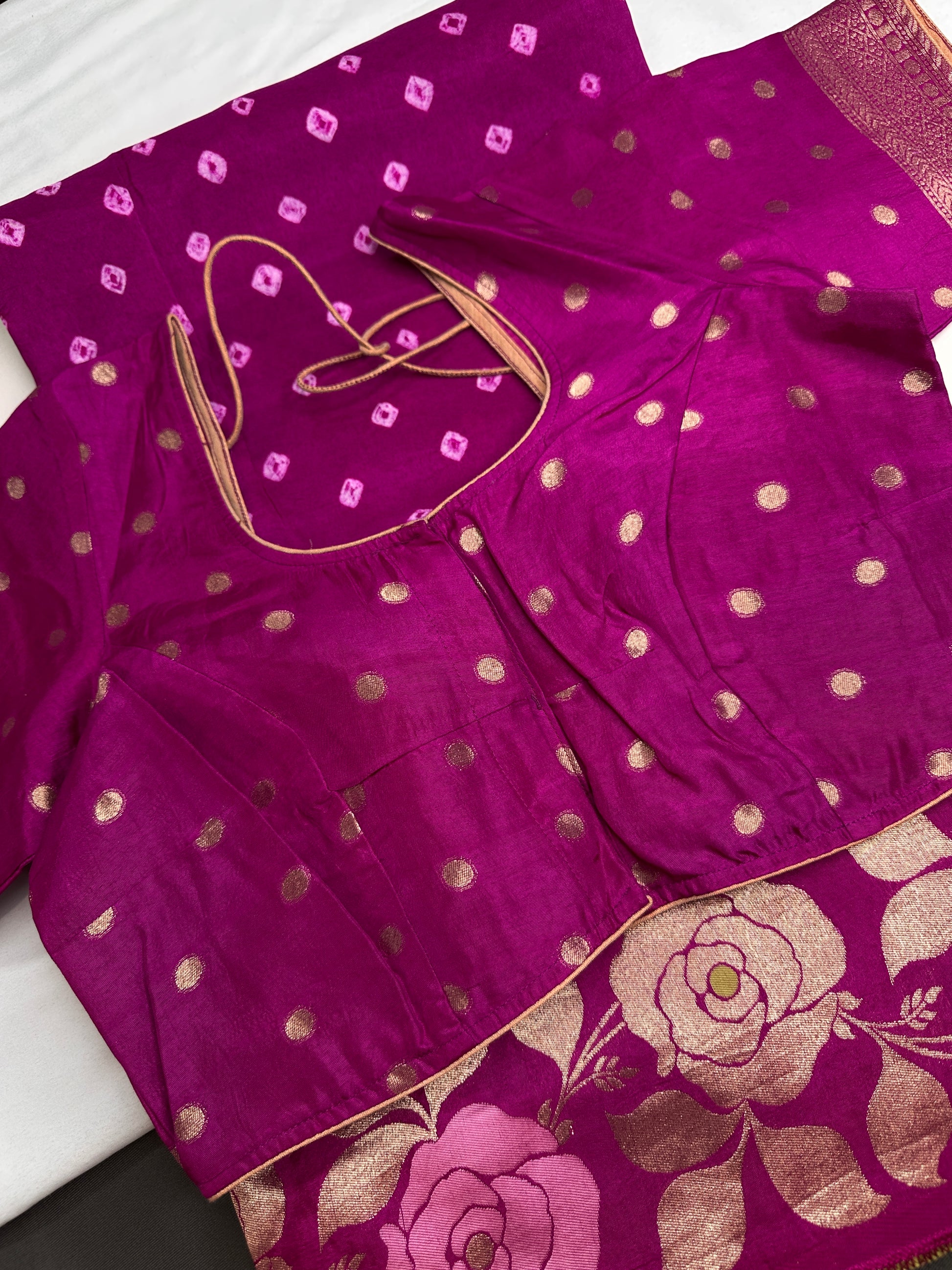 Bandhani Bhandej Pink Gaji Silk Saree - 