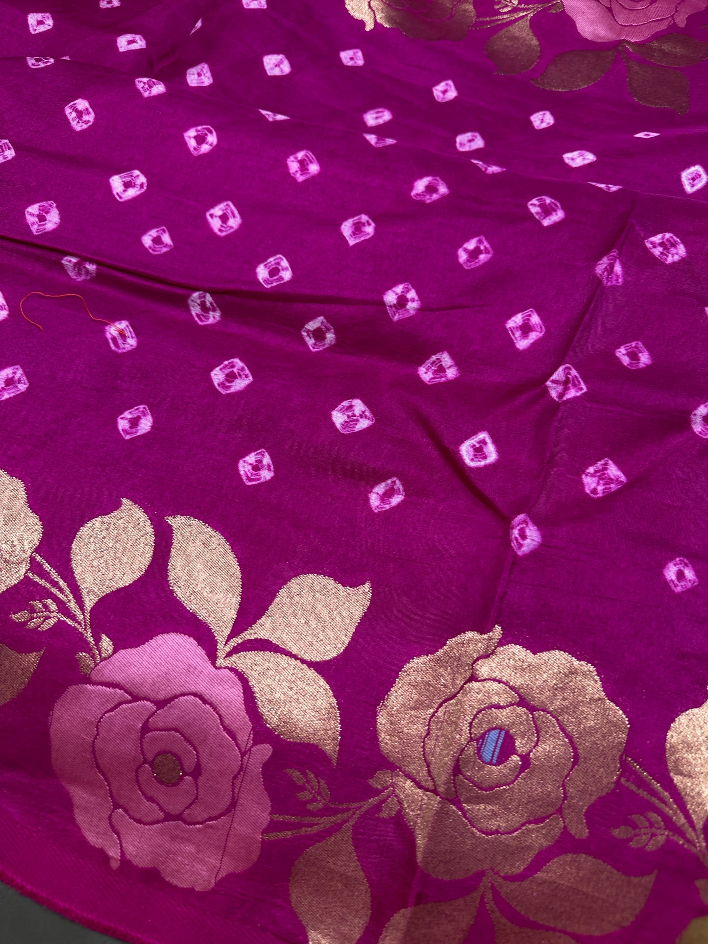 Bandhani Bhandej Pink Gaji Silk Saree - 