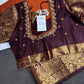 Semi Gadwal Rust Brown Pattu Silk Saree - 