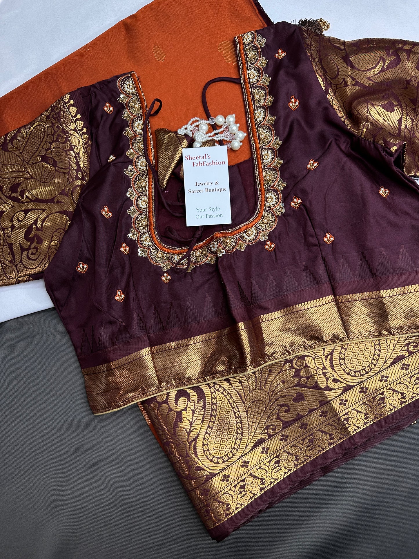 Semi Gadwal Rust Brown Pattu Silk Saree - 