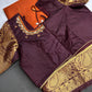 Semi Gadwal Rust Brown Pattu Silk Saree - 