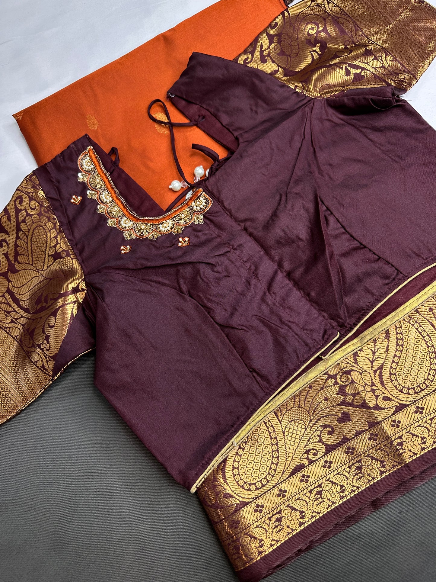 Semi Gadwal Rust Brown Pattu Silk Saree - 
