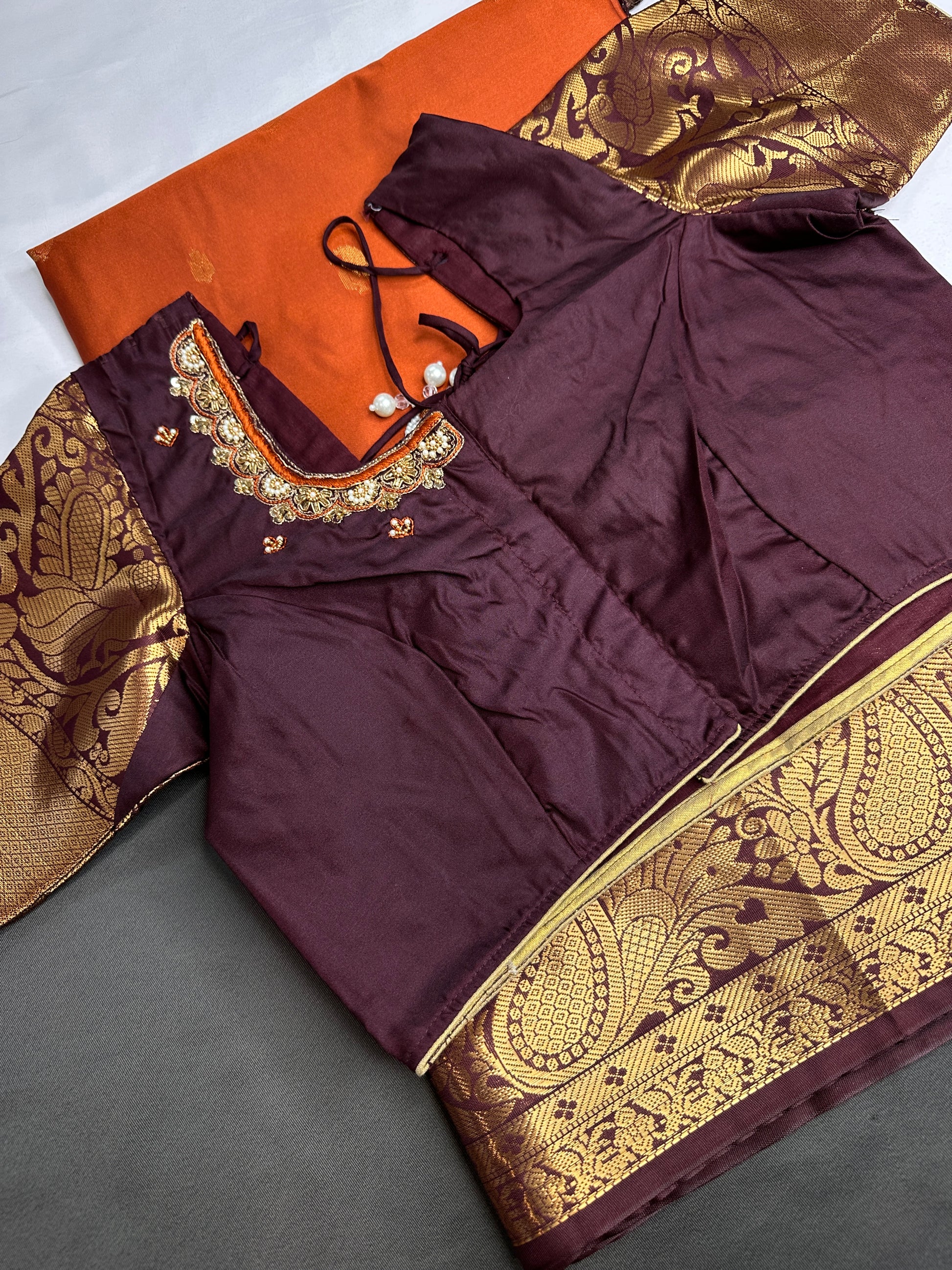 Semi Gadwal Rust Brown Pattu Silk Saree - 