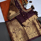 Semi Gadwal Rust Brown Pattu Silk Saree - 