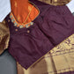 Semi Gadwal Rust Brown Pattu Silk Saree - 