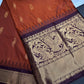 Semi Gadwal Rust Brown Pattu Silk Saree - 