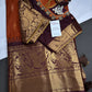 Semi Gadwal Rust Brown Pattu Silk Saree - 