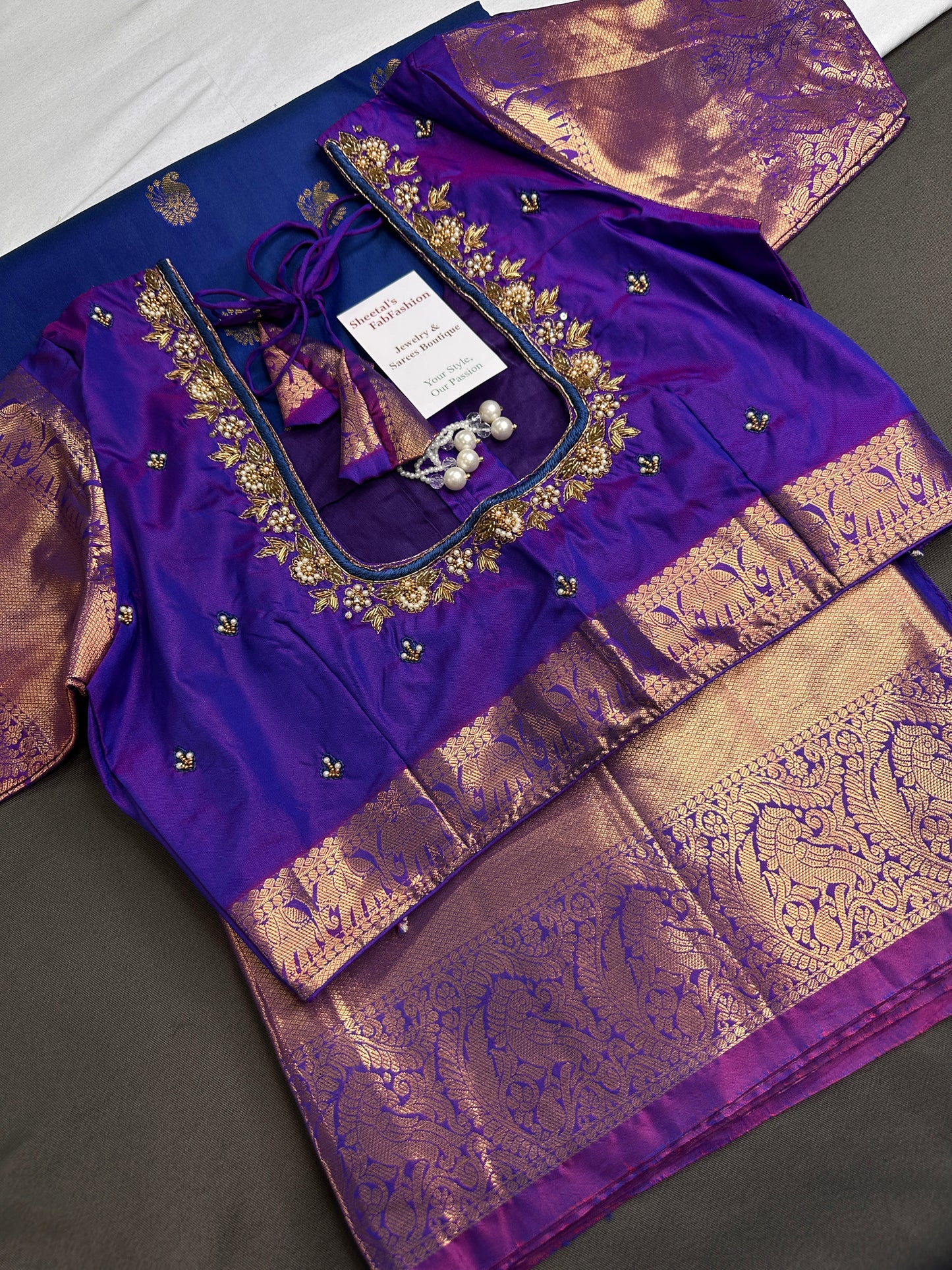 Semi kanchi Royal Blue Pattu Silk Saree - 