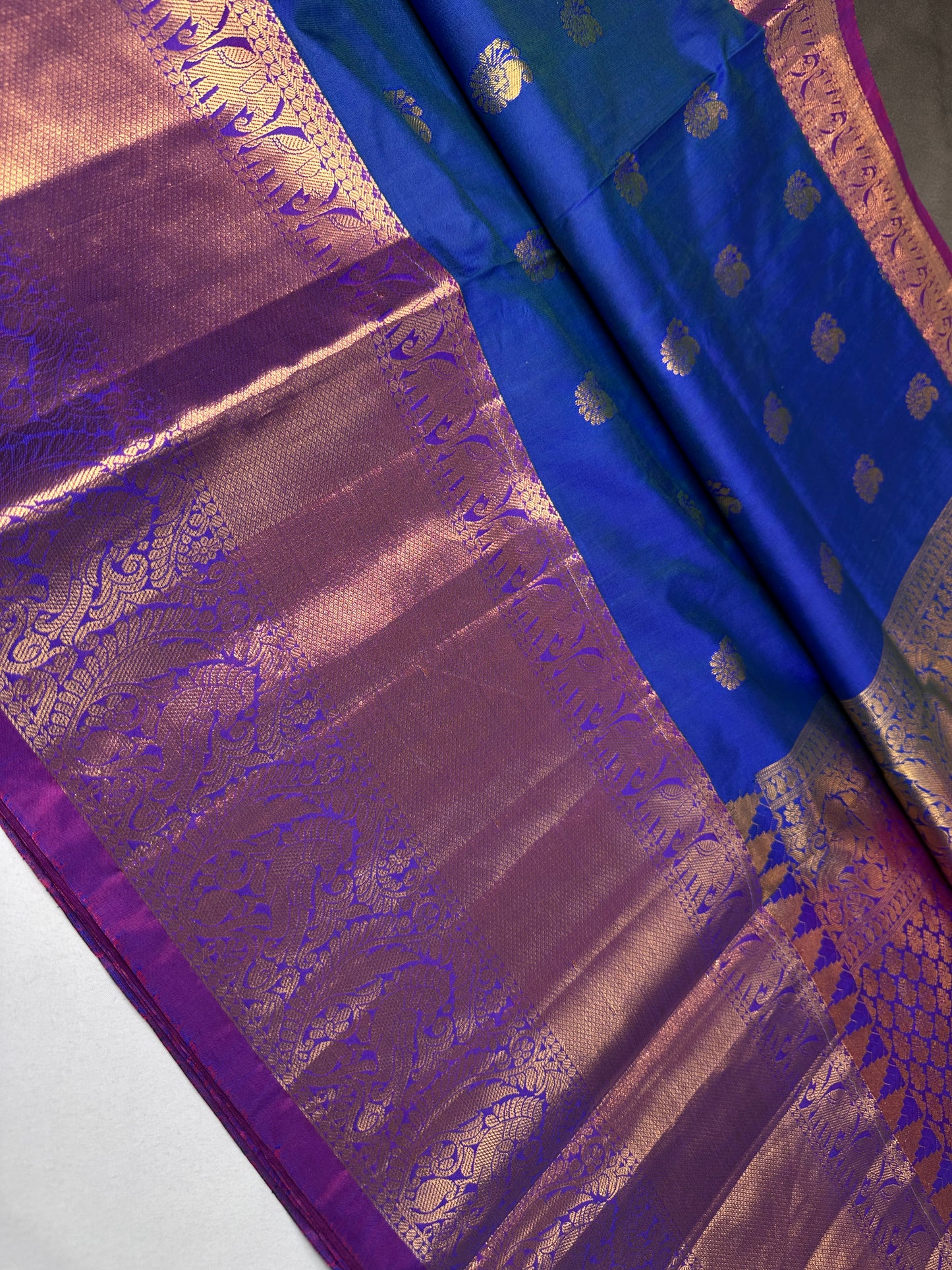 Semi kanchi Royal Blue Pattu Silk Saree - 