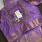 Kanch Light Weight Semi Silk Lavender Purple Checked Saree - 