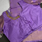 Kanch Light Weight Semi Silk Lavender Purple Checked Saree - 