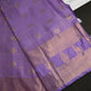 Kanch Light Weight Semi Silk Lavender Purple Checked Saree - 