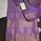 Kanch Light Weight Semi Silk Lavender Purple Checked Saree - 