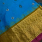 Pure Gadwal Blue Green Pattu Silk Saree - 
