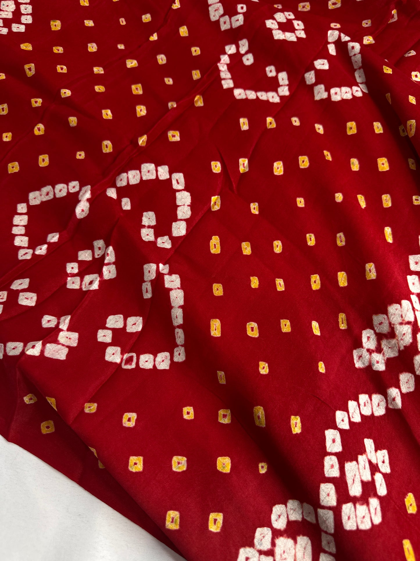 Bandhani Bhandej Red Gaji Silk Saree - 