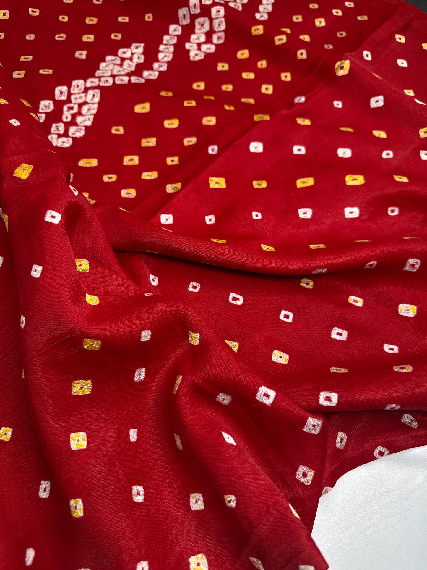 Bandhani Bhandej Red Gaji Silk Saree - 