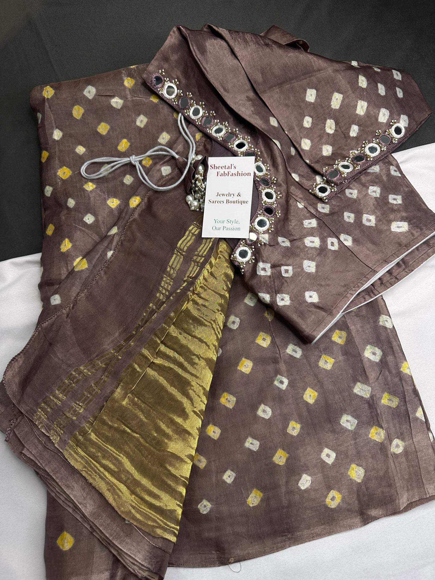 Bandhani Bhandej Brown Modal Gaji Silk Saree - 