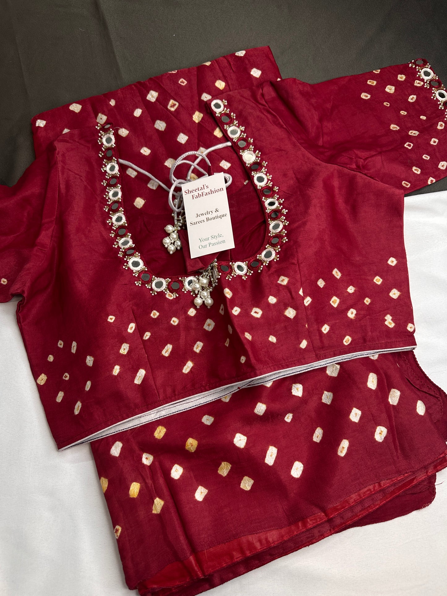 Bandhani Bhandej Red Modal Silk Saree - 