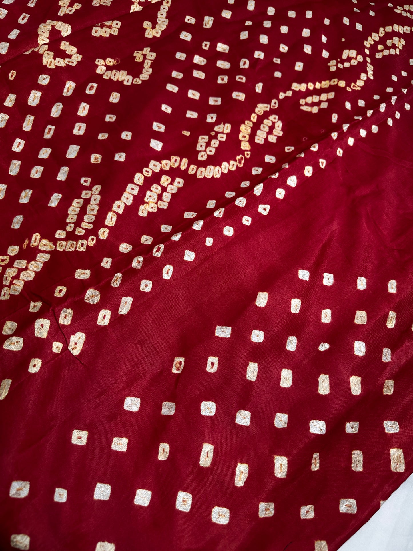 Bandhani Bhandej Red Modal Silk Saree - 