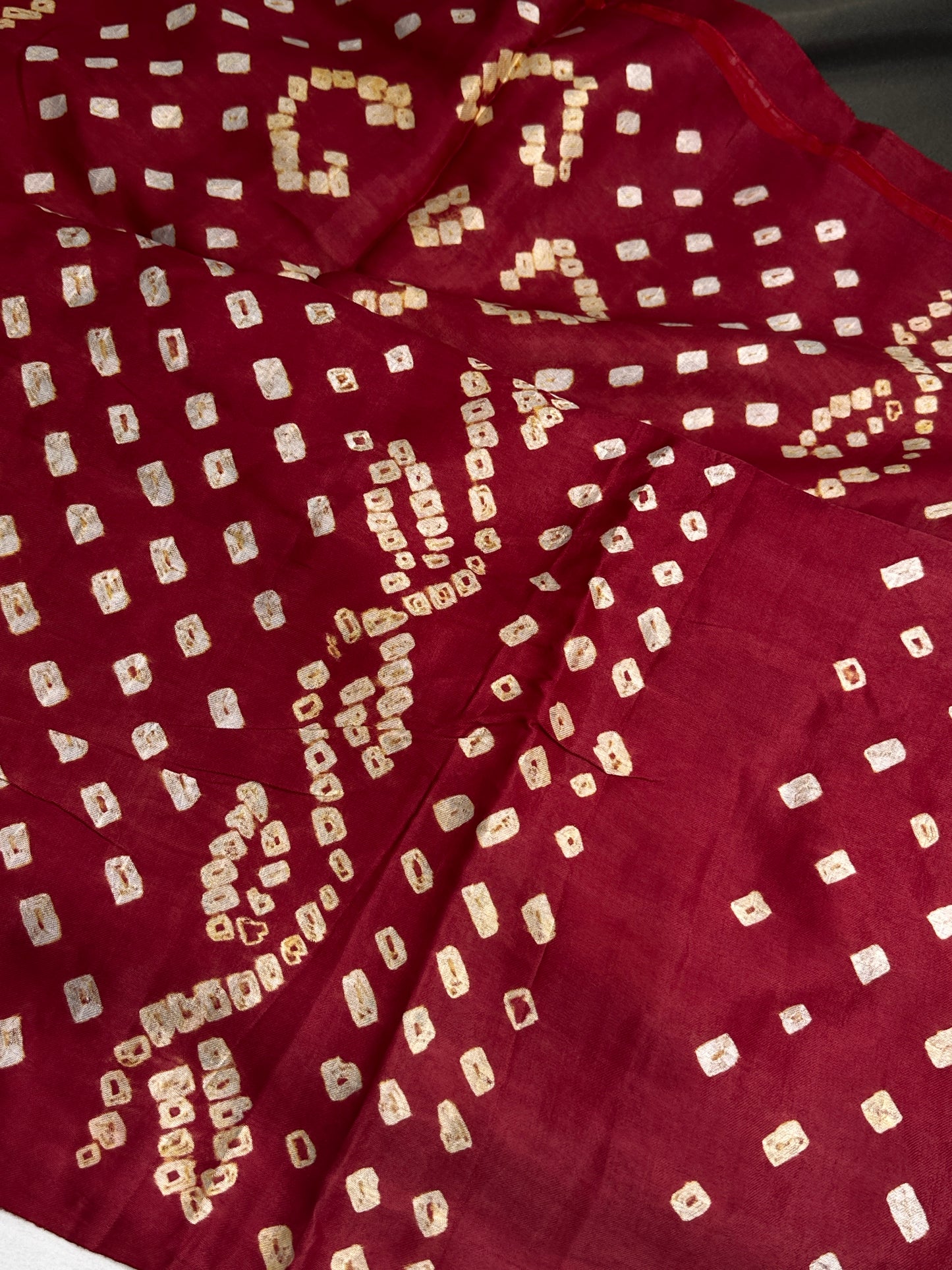 Bandhani Bhandej Red Modal Silk Saree - 