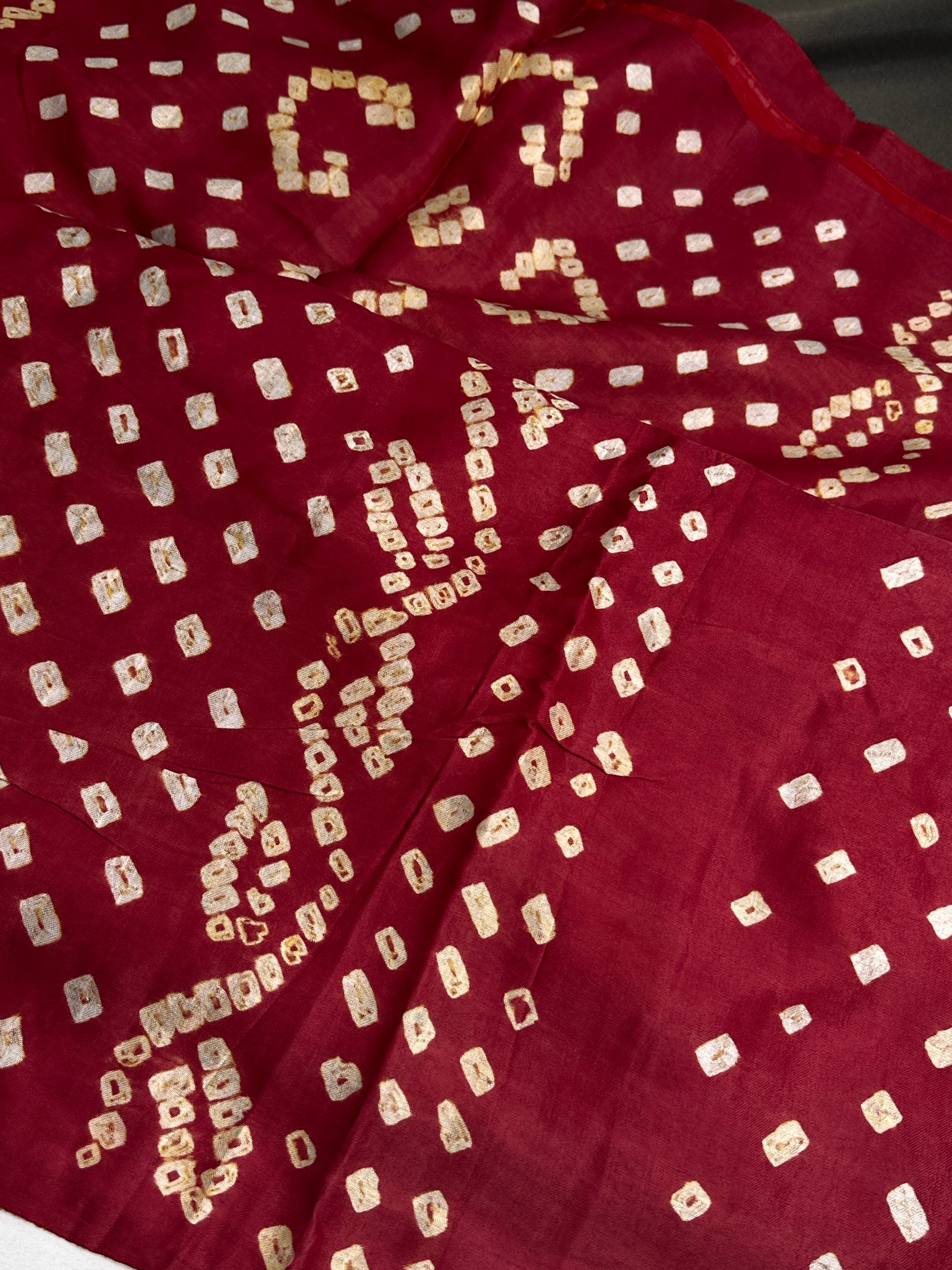 Bandhani Bhandej Red Modal Silk Saree - 