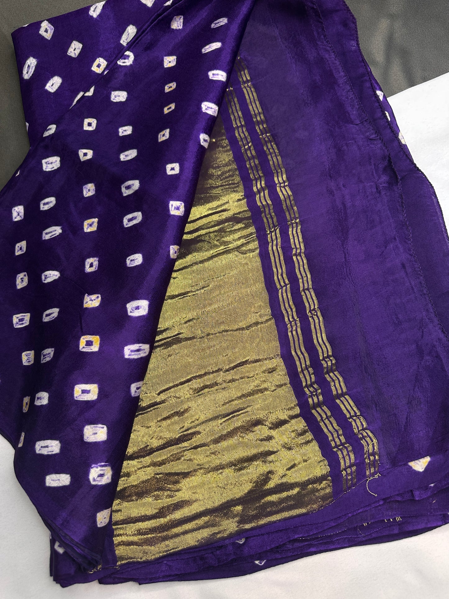 Bandhani Bhandej Purple Modal Silk Saree - 