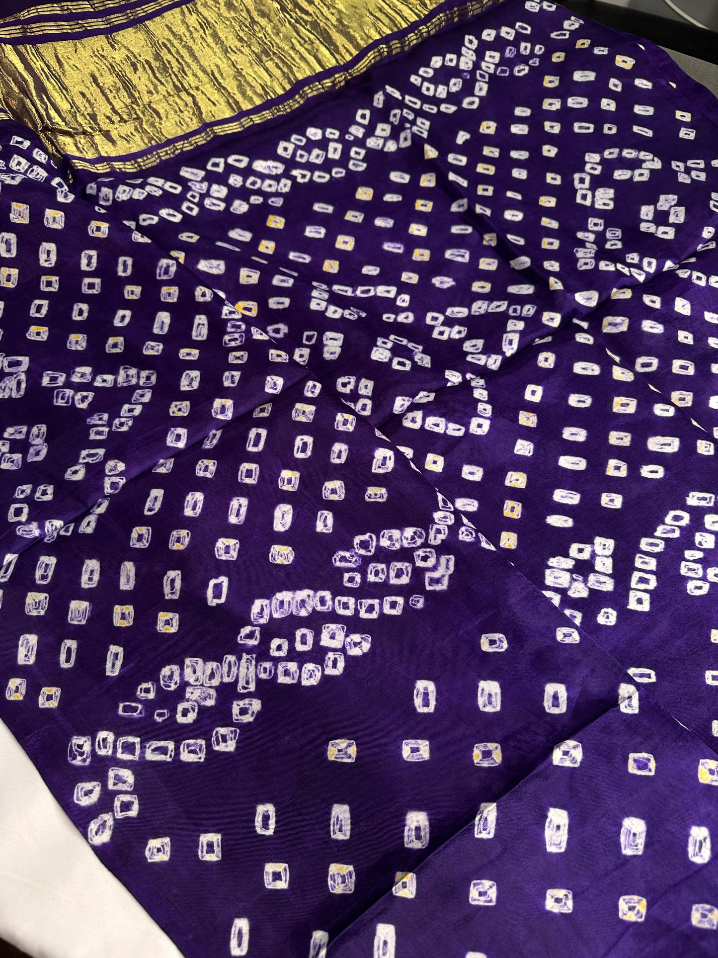 Bandhani Bhandej Purple Modal Silk Saree - 