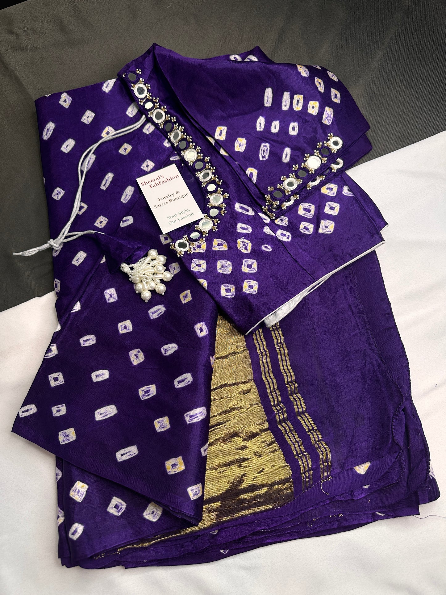 Bandhani Bhandej Purple Modal Silk Saree - 