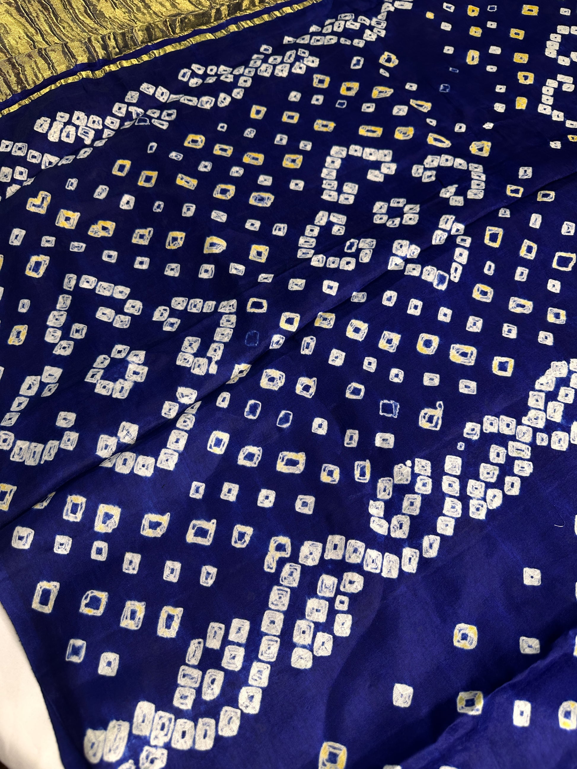 Bandhani Bhandej Blue Modal Silk Saree - 