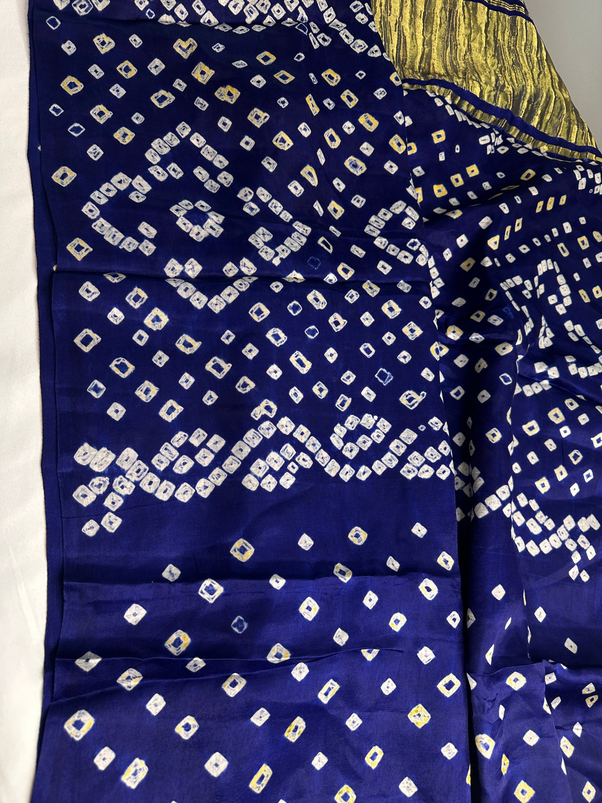 Bandhani Bhandej Blue Modal Silk Saree - 