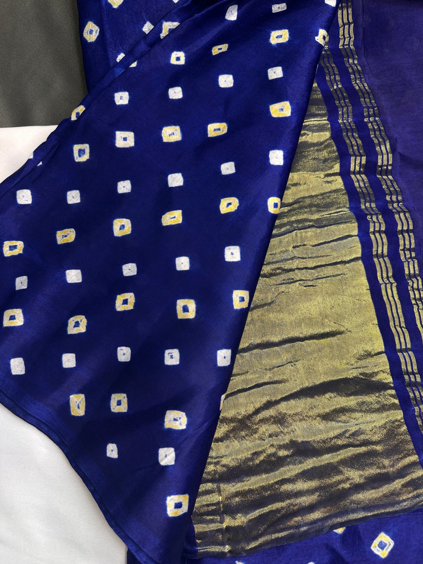 Bandhani Bhandej Blue Modal Silk Saree - 