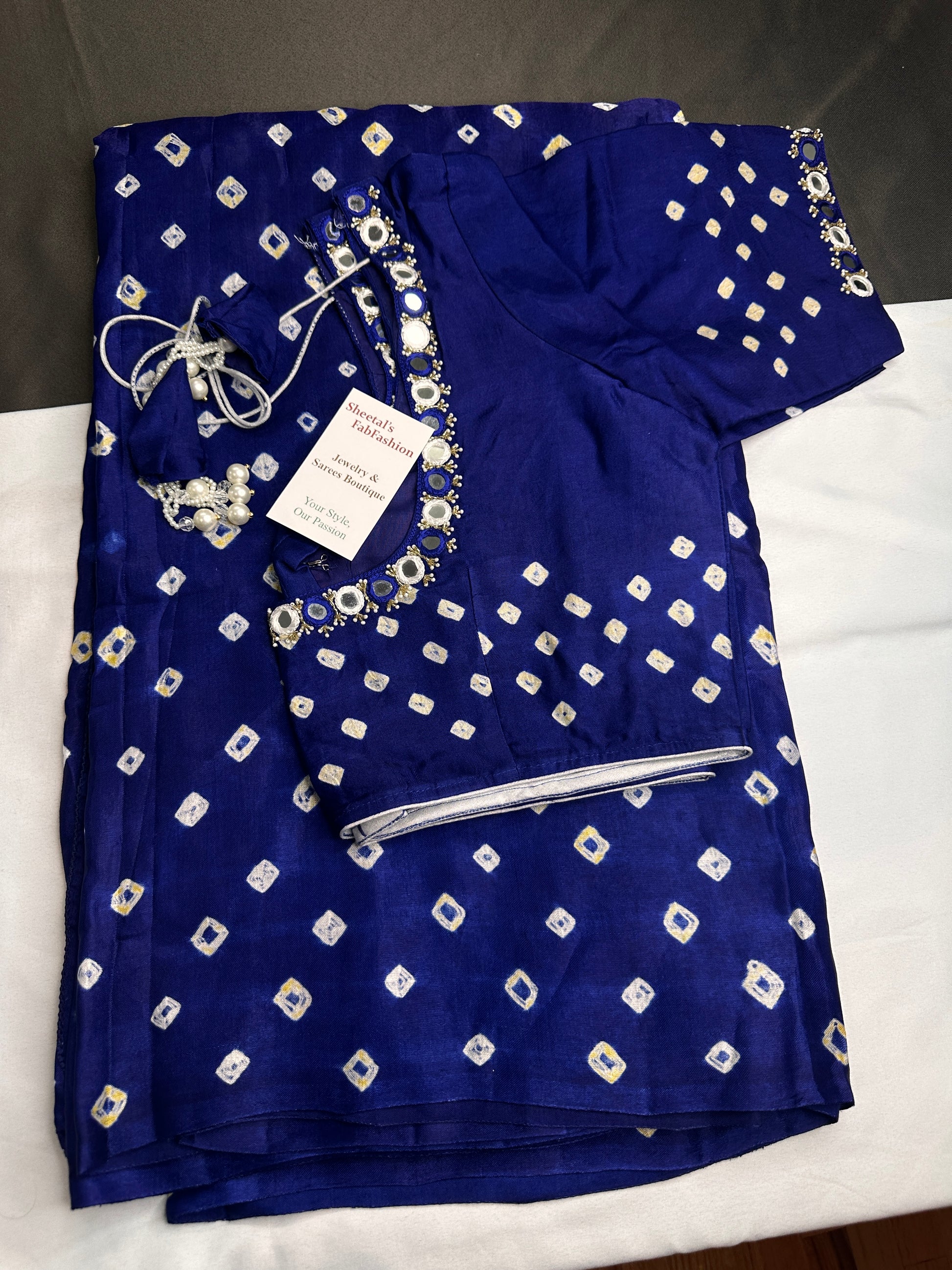 Bandhani Bhandej Blue Modal Silk Saree - 