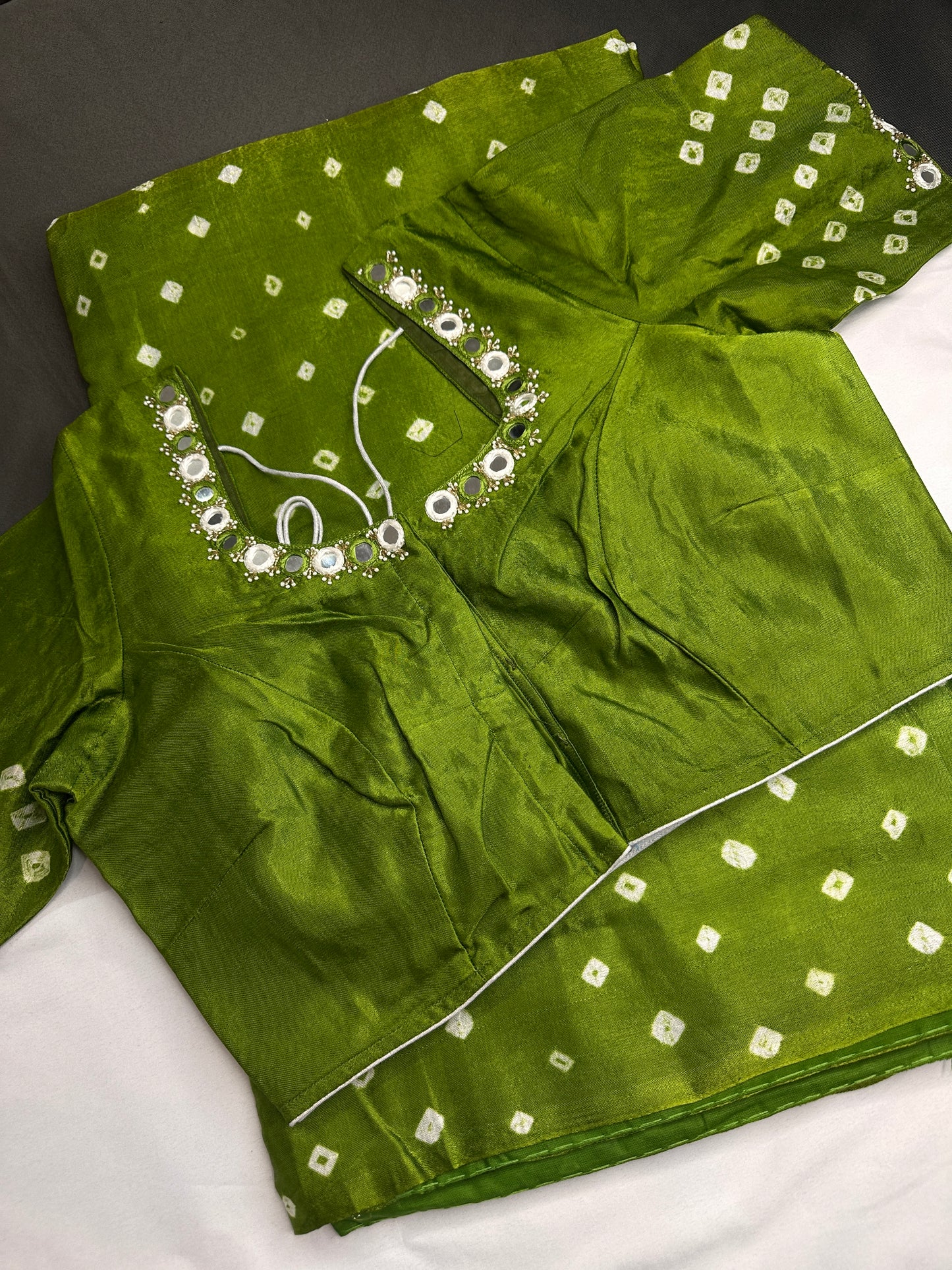 Bandhani Bhandej Green Modal Silk Saree - 