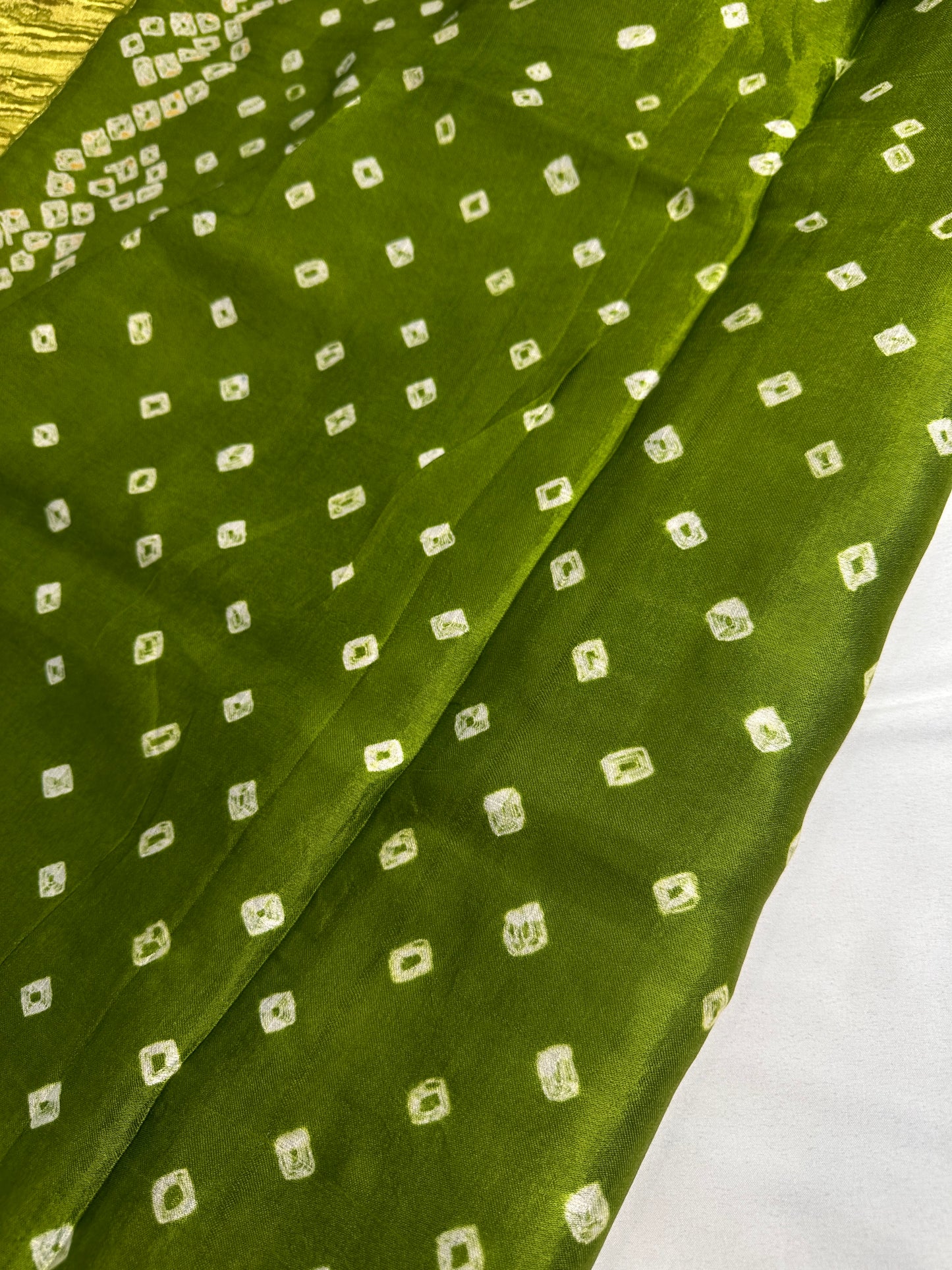 Bandhani Bhandej Green Modal Silk Saree - 
