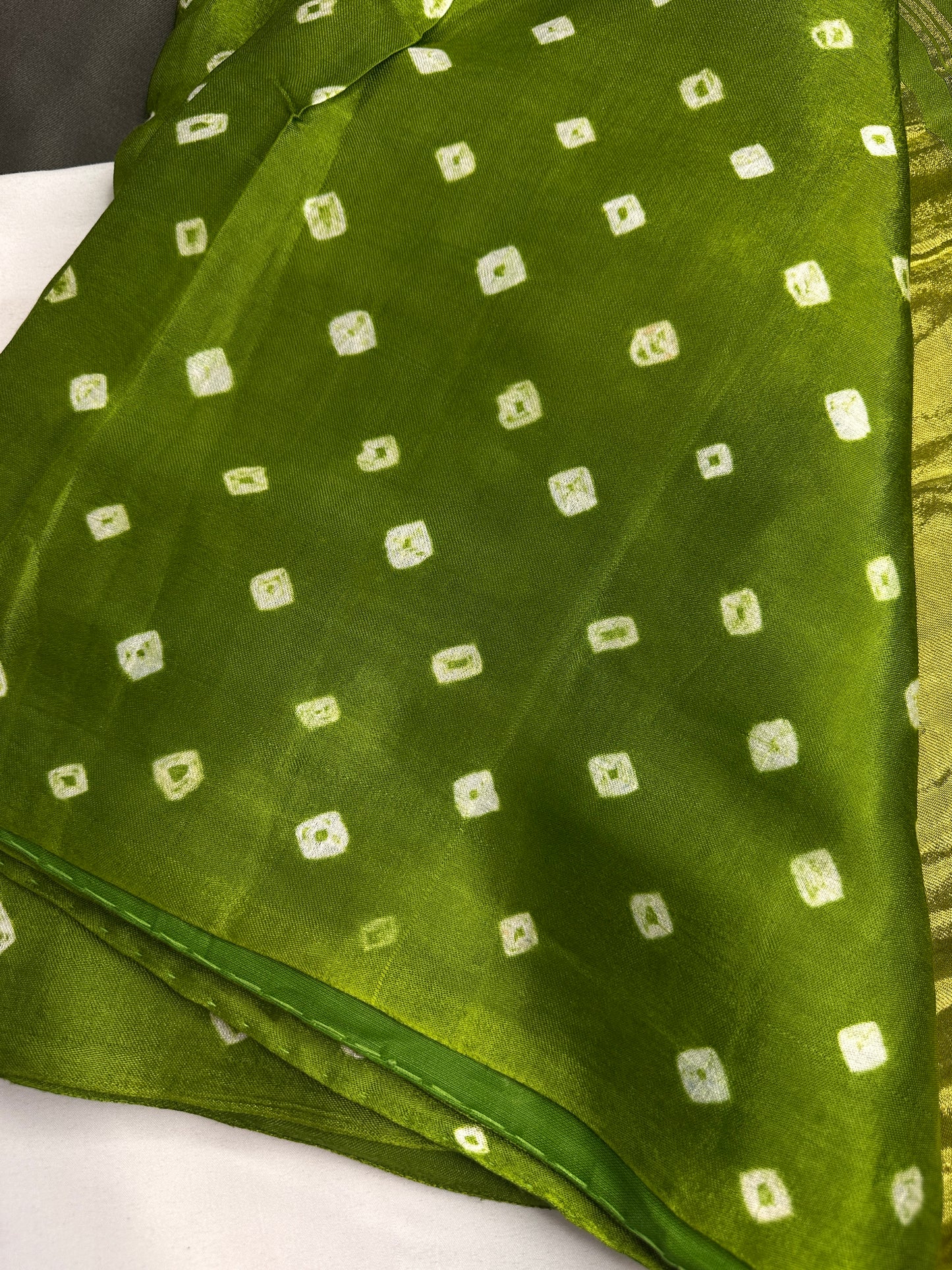 Bandhani Bhandej Green Modal Silk Saree - 