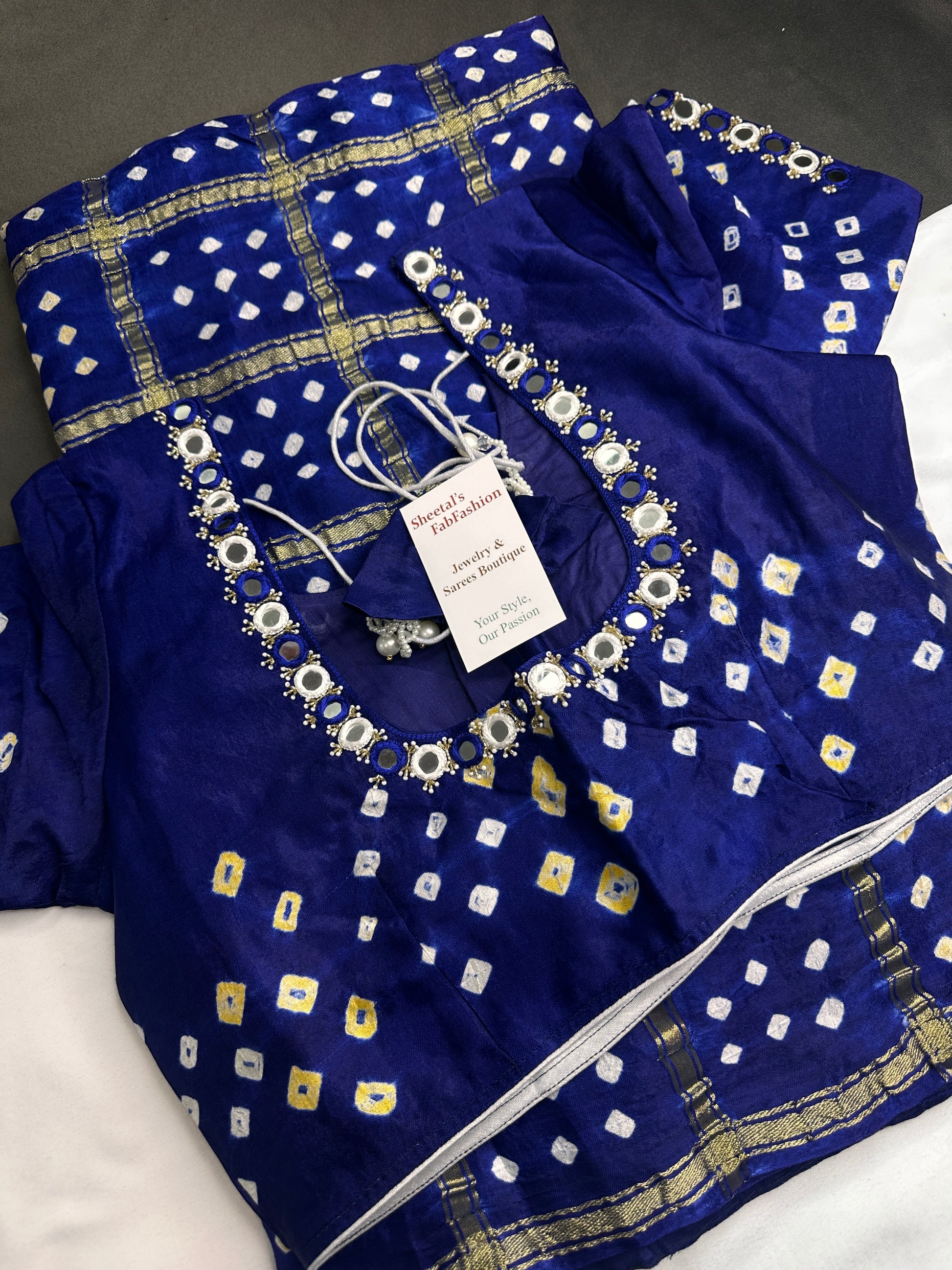 Bandhani Bhandej Blue Gharchola Modal Silk Saree - 