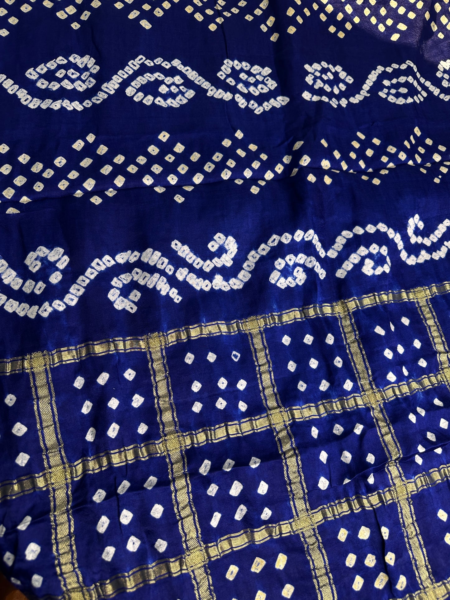 Bandhani Bhandej Blue Gharchola Modal Silk Saree - 