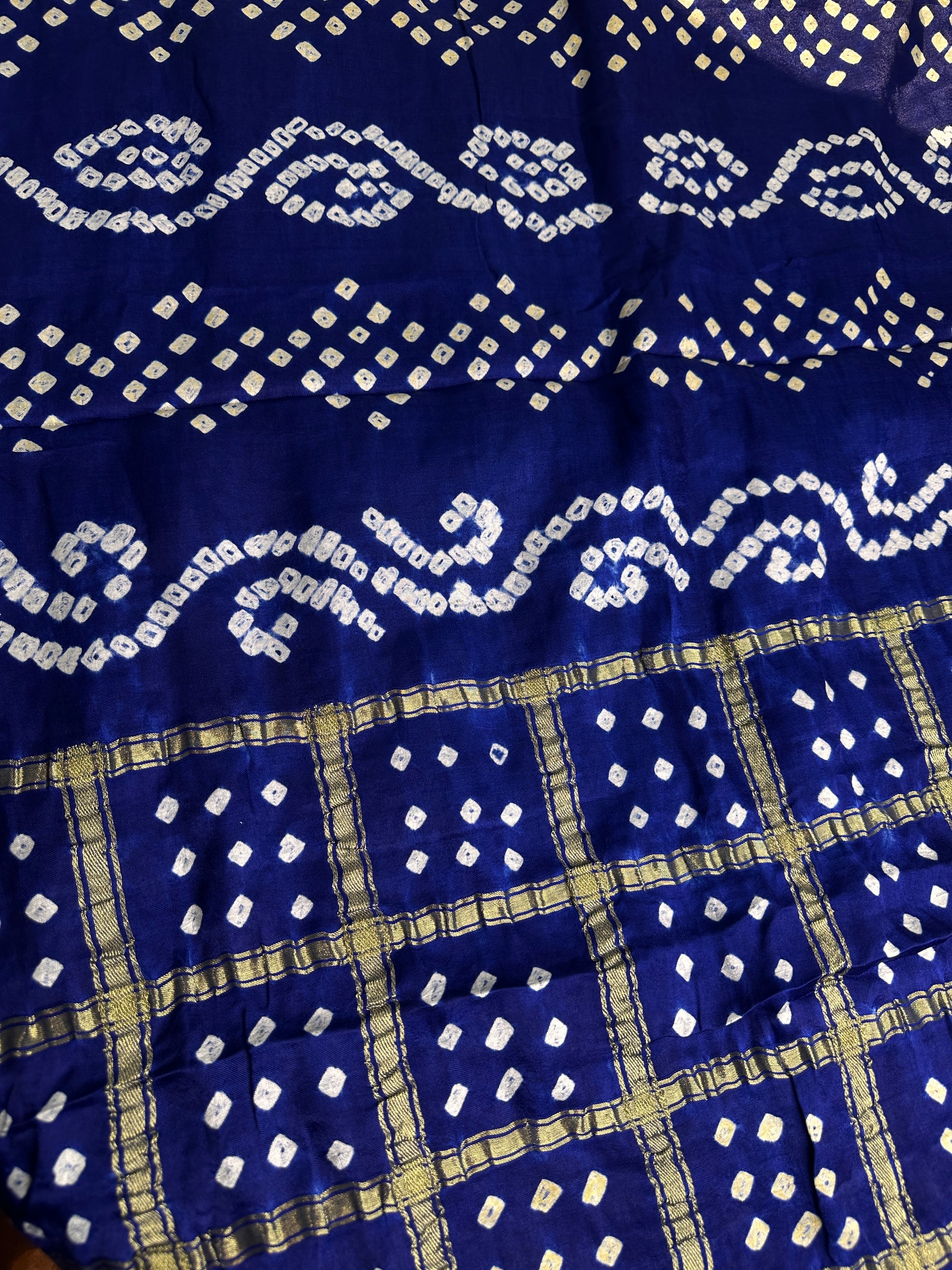 Bandhani Bhandej Blue Gharchola Modal Silk Saree - 