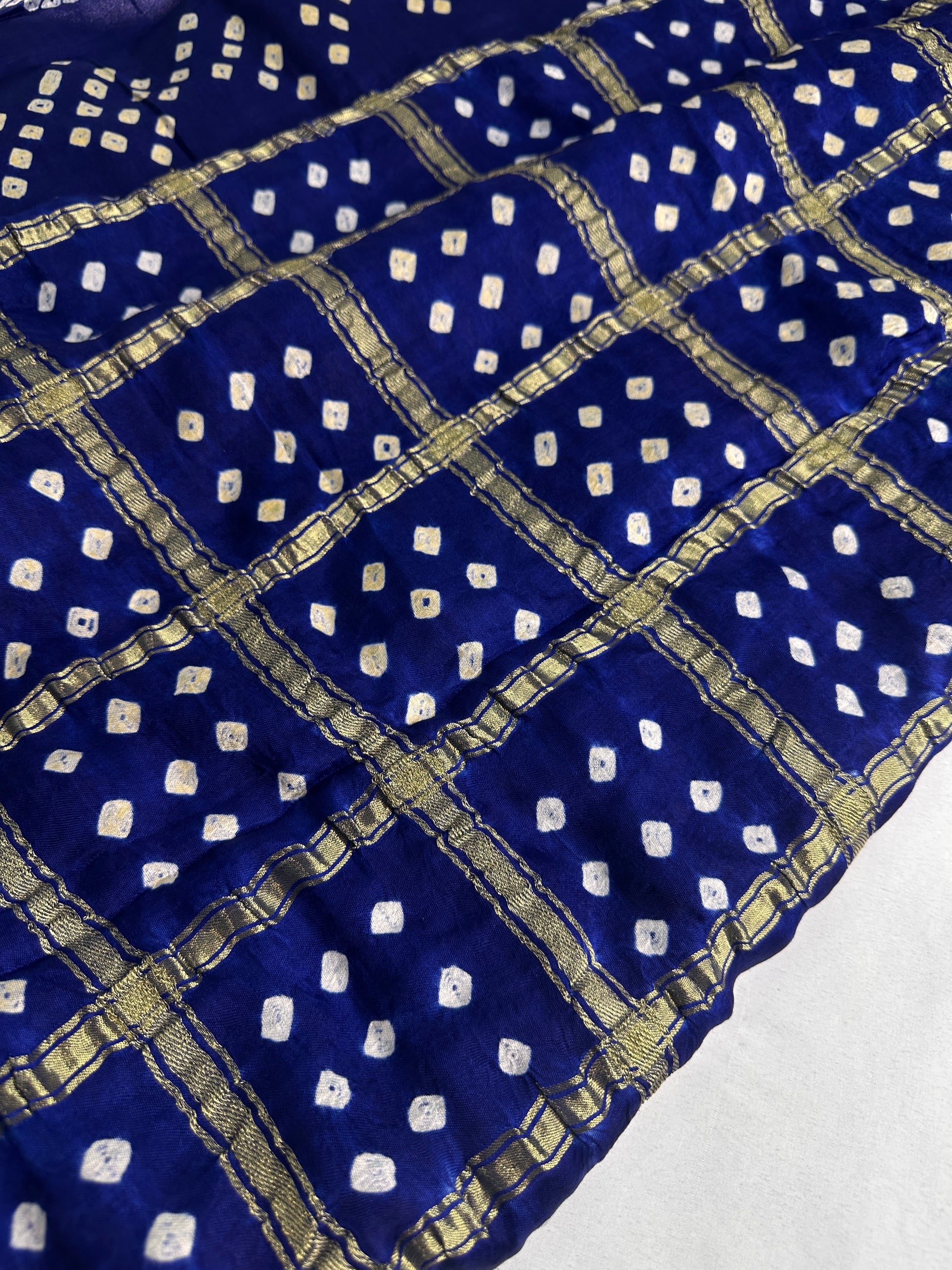 Bandhani Bhandej Blue Gharchola Modal Silk Saree - 