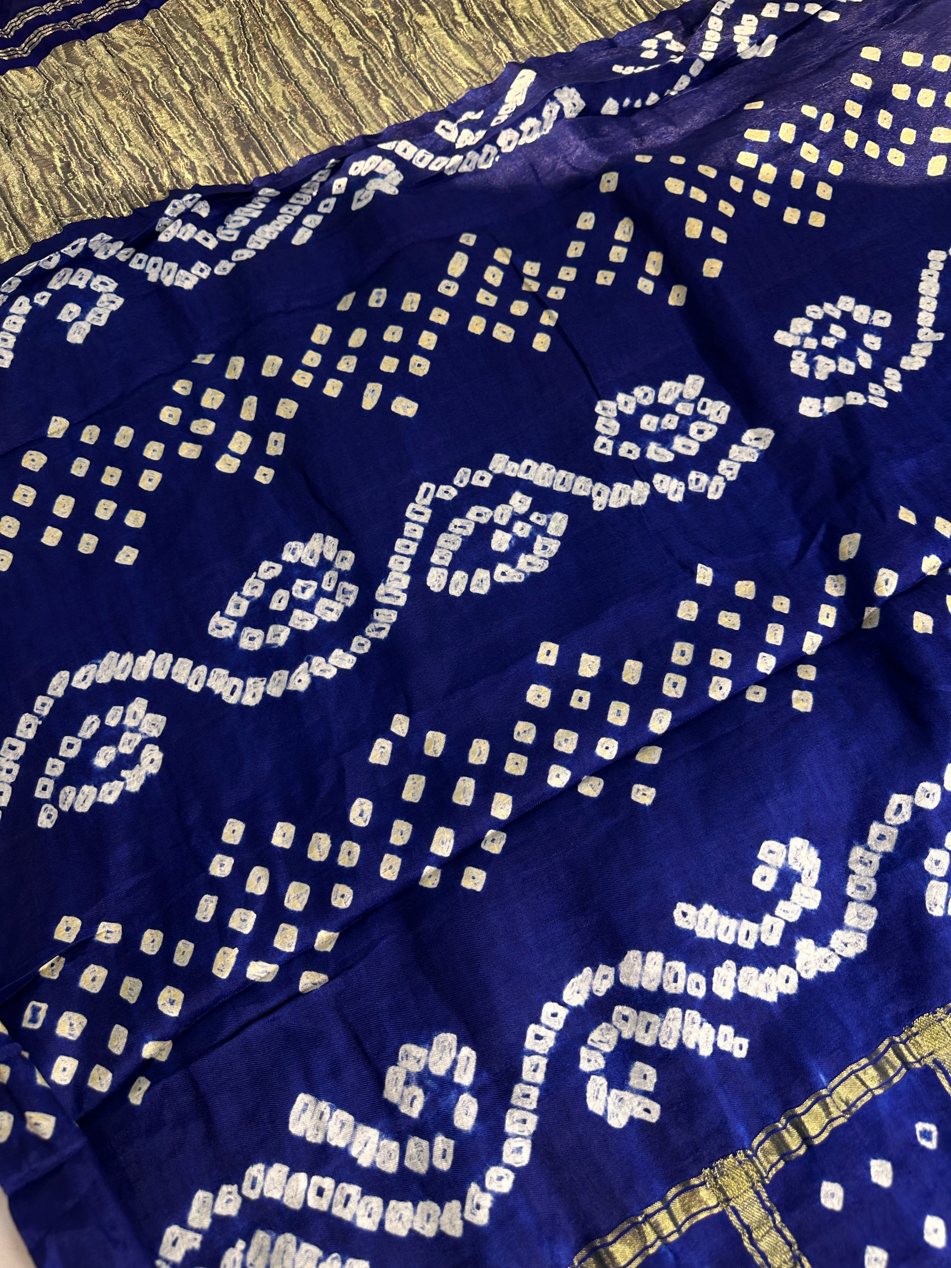 Bandhani Bhandej Blue Gharchola Modal Silk Saree - 